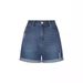 Women's Clothing Women's Summer New Straight Slim Fit Worn Hem Denim Shorts_mkmklike.com