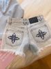 2025 Summer New Vintage Washed Embroidered Frayed Denim For Women High Waist Straight Versatile Hot Girl Shorts_mkmklike.com