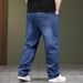 Large Size Men's Spring And Summer Business Jeans Men's Simple Versatile Plus Fat Plus Loose Straight Jeans Men's Jeans_mkmklike.com