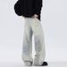 Vintage Washed Distressed Jeans For Men – Relaxed Straight Leg, Oversized High-Street Style, Long & Dragging Hem For Spring & Fall_mkmklike.com