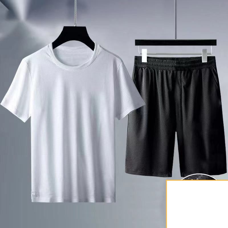 Men's Clothing Ice silk sports suit two piece summer new men's casual suit brand quick drying basketball running suit men's clothing_mkmklike.com