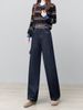 Fleece-Lined Leopard Print Snow Pants – High-Waisted, Curved Hem Jeans (Cotton Blend, Mid-Stretch, Winter-Ready, Urban Chic, Statement Workwear)_mkmklike.com