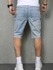 Men's Distressed Denim Shorts – Vintage Workwear Style With Relaxed Fit & Breathable Cotton Blend (5 Sizes, Light Blue)_mkmklike.com
