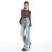 Women's Retro Low Rise Flared Jeans Stretchy Slimming Casual Fashion Office Lady Jeans For Autumn And Winter_mkmklike.com