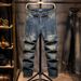 Men's Wide Leg Jeans Loose Straight Patchwork Trendy Non-Stretch Long Pants_mkmklike.com