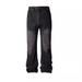 Vintage High-Street Flared Jeans – Black & Gray Lightning Wash, Distressed Cleanfit Denim For Men_mkmklike.com