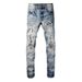 Men's Clothing High Street Fashion Brand Ripped Patch Jeans Men's American Pants Retro Stretch Slim High Street Denim_mkmklike.com