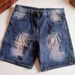 Men's Vintage Washed Denim Shorts - Mid-Length Light Blue Straight Fit Summer Casual Shorts (31-36)_mkmklike.com