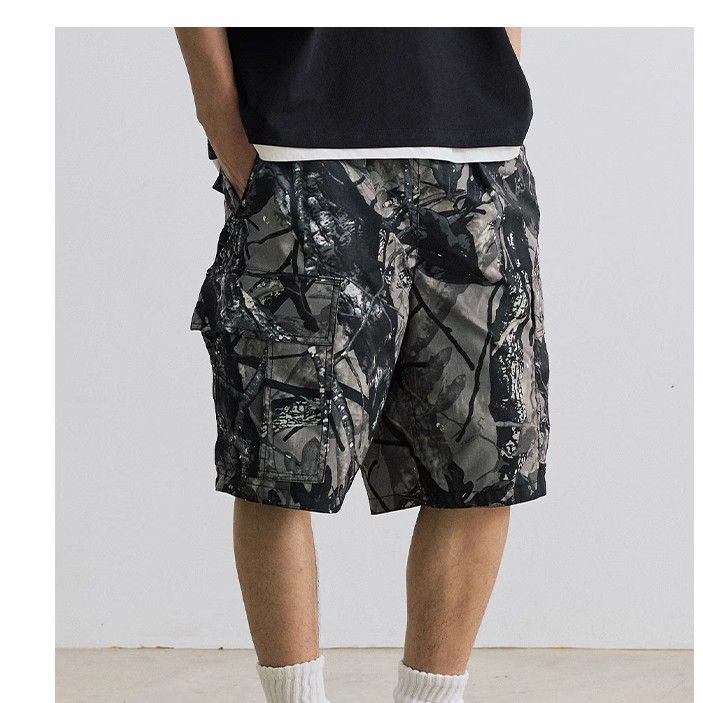 Men's Distressed Denim Shorts Workwear Style Patchwork Light Wash 5-Inch Inseam Casual Cargo Shorts For Men,Streetwear Fashion Stretch Comfort Fit_mkmklike.com