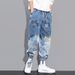 Men's Summer Jeans – Korean-Style Slim Tapered Pants With Artistic Graffiti & Cuffed Hem | Trendy Streetwear Casual Trousers_mkmklike.com