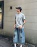 Men's Blue Denim Shorts Summer Insect Graffiti Print Design Washed Loose Trendy Seven Point Pants_mkmklike.com