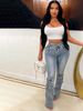 European And American Women's Double Waistband Fashionable Multi-pocket Denim Trousers_mkmklike.com