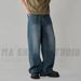 Men's Clothing Men's Wide Leg Jeans – Lightweight Cotton, High Street Fashion, Relaxed Fit, Straight Cut, Vintage Blue/Black/Classic Blue_mkmklike.com