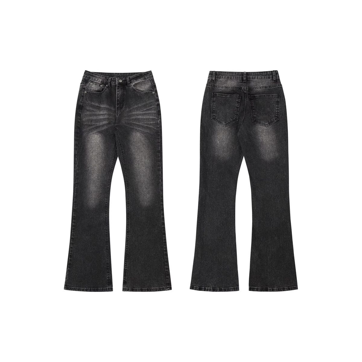 Men's Clothing Cleanfit Men's Slim Fit Stretch Jeans Style Slightly Flared Textured Washed Retro Trousers For Spring And Autumn_mkmklike.com