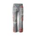 2027 Fashion American Retro Hip-Hop Jeans Women Cotton Mid Waist Embroidery Splicing Broken Hole Washed Do Old Vintage Straight Type Denim Pants_mkmklike.com