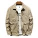 Large Size Men's Clothing Autumn Tide Brand Pure Khaki Denim Jacket Men's Plus Size Single-breasted Fat Denim Jacket_mkmklike.com