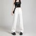 Narrow Straight-leg White Jeans For Women, 2025 Spring/summer, High-waisted Petite Pants, Casual Versatile, Japanese And_mkmklike.com