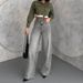 Women's High-Waisted Wide-Leg Jeans – Vintage Washed Sky Gray, Stretch Cotton, Straight Fit (S-3XL, Classic Denim For Casual & Streetwear)_mkmklike.com