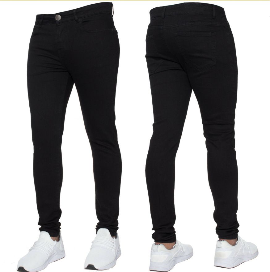 2025 Solid Color Fashion Men Casual Pants Stretch Jeans Skinny Work Trousers Male Wash Slim Fit For Zippered Jeans Men Clothing_mkmklike.com
