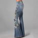 Women's Flared Jeans With 3D Digital Print - Stretchy Polyester Bootcut Pants (S-5XL, Light Blue/Dark Blue/Black/Pink/Colorful Prints)_mkmklike.com