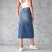Denim Skirts Wrap Buttocks Dress Solid Washed High Waist Women Pencil Skirt Spliced Pockets Ankle Length Slim Solid Casual_mkmklike.com