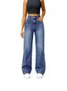 Women's Clothing Casual Straight Jeans Slightly Flared Elastic Waist Denim Jeans_mkmklike.com