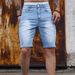 Men's Slim Fit Denim Shorts Classic American Style Stretch Cotton Casual Streetwear Mid-Length Shorts_mkmklike.com