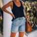 Women's Clothing High-Waisted Denim Shorts – Distressed Rolled Hem & Straight Leg | S-XXL_mkmklike.com
