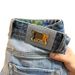 Men's Trendy Ripped Stretchy Slim Fit Jeans mid Length Shorts Blue Korean Style Basic Straight Leg Embroidered Patches_mkmklike.com