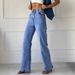 Women’s Tall Flared Jeans – Spring Casual High-Waisted Denim Pants For Long Legs (Sizes 25-32, Cotton Blend, Classic Blue, Office & Street Style)_mkmklike.com