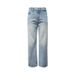 Men's Clothing Classic And Versatile Cleanfit Washed Distressed Straight Leg Jeans, Light Blue Raw Denim, Unisex._mkmklike.com