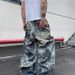 Unisex Loose Casual 3D Printed Jeans Distressed Ripped Optical Illusion Style Men's Denim_mkmklike.com