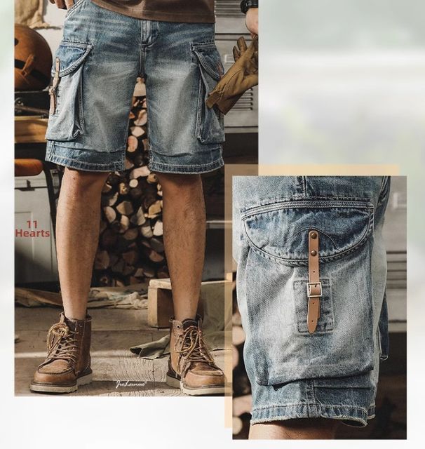 Men's Trendy Brand Cooler Denim Shorts Korean Style Loose Fit 5 Point Riding Pants Summer New Arrival_mkmklike.com