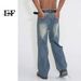 EF JEANS | 2023 New Loose Straight Korean Version Personalized Knee Ripped Pants Jeans Trendy Versatile Men And Women_mkmklike.com
