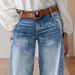 Women's Retro Mid-Waist Wide Leg Jeans Loose Fit Casual Long Pants Spring Fashion Trendy Cotton Solid Color_mkmklike.com