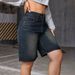 Women's Vintage Washed Denim Shorts – Relaxed Fit Mid-Thigh Length | Euro/US Sizing (XS-XXL) | Light Blue Casual Style_mkmklike.com