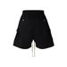 Men's Clothing Streetwear Cargo Shorts Multi-Pocket Drawstring Zip-Up Casual Shorts With Loose Fit & Wide Leg - Summer Fashion Essentials In Black_mkmklike.com