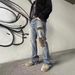 Men's Clothing Men's Melancholy Rich Second Generation Distressed Corduroy Jeans Appliqué Splatter Embroidery Washed Party Pants Trendy_mkmklike.com