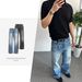 Vintage Ice Blue High-Ounce A-Line Wide Leg Jeans With Cat Whisker Details For Men & Women Fashion Trends_mkmklike.com