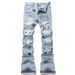 High Street Fashion Men's Washed Flared Jeans Graffiti Personalized Embroidery Patchwork New Style Platform_mkmklike.com