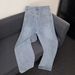 Men's Summer Thin Straight Leg Jeans Casual Trendy Sporty Washed Versatile Button Down Pants_mkmklike.com