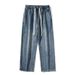 Unisex Vintage Washed Jeans – Loose Straight-Leg Denim Pants With Mud-Dye Effect For Casual & Streetwear_mkmklike.com