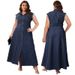 K Large Size Women's Button Up Cardigan Denim Long Dress_mkmklike.com