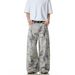 American Retro Washed Old Tie-dye Wide-leg Jeans Men And Women Loose And Thin Straight Drape Long Pants_mkmklike.com