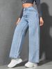 K American Wide Leg Jeans Women's New Loose And Slimming Straight Leg Denim Pants With Floor Length_mkmklike.com