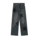 Women's Star Denim Cargo Pants, Autumn American Retro Street Style, Draped High Waist Loose Straight Wide Leg Long_mkmklike.com