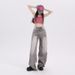Early Autumn New Arrival: Gray Loose-fitting Versatile Trendy American-style Straight Wide-leg Denim Pants For Women_mkmklike.com