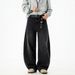 Split Structure Retro Washed Scimitar Jeans For Men, Autumn Style, Trendy Brand, Loose Fit, Casual Straight Long Pants_mkmklike.com
