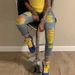 Women's Clothing new street fashion skinny pants light color hole stretch jeans for women_mkmklike.com
