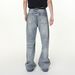 Men's Clothing Slightly Flared Loose Fitting Distressed Button-Detail Flared Jeans – Vintage Washed Denim With Unique Multi-Button Design, Relaxed Fit_mkmklike.com